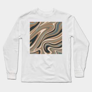 Groovy Swirling Liquid Pattern - Wet Sand Long Sleeve T-Shirt